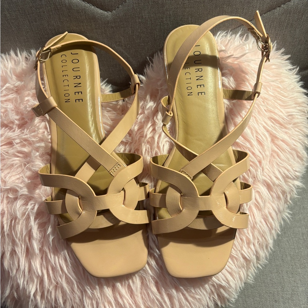 Journee Collection Beige Strappy Sandals Size 10 Worn Once